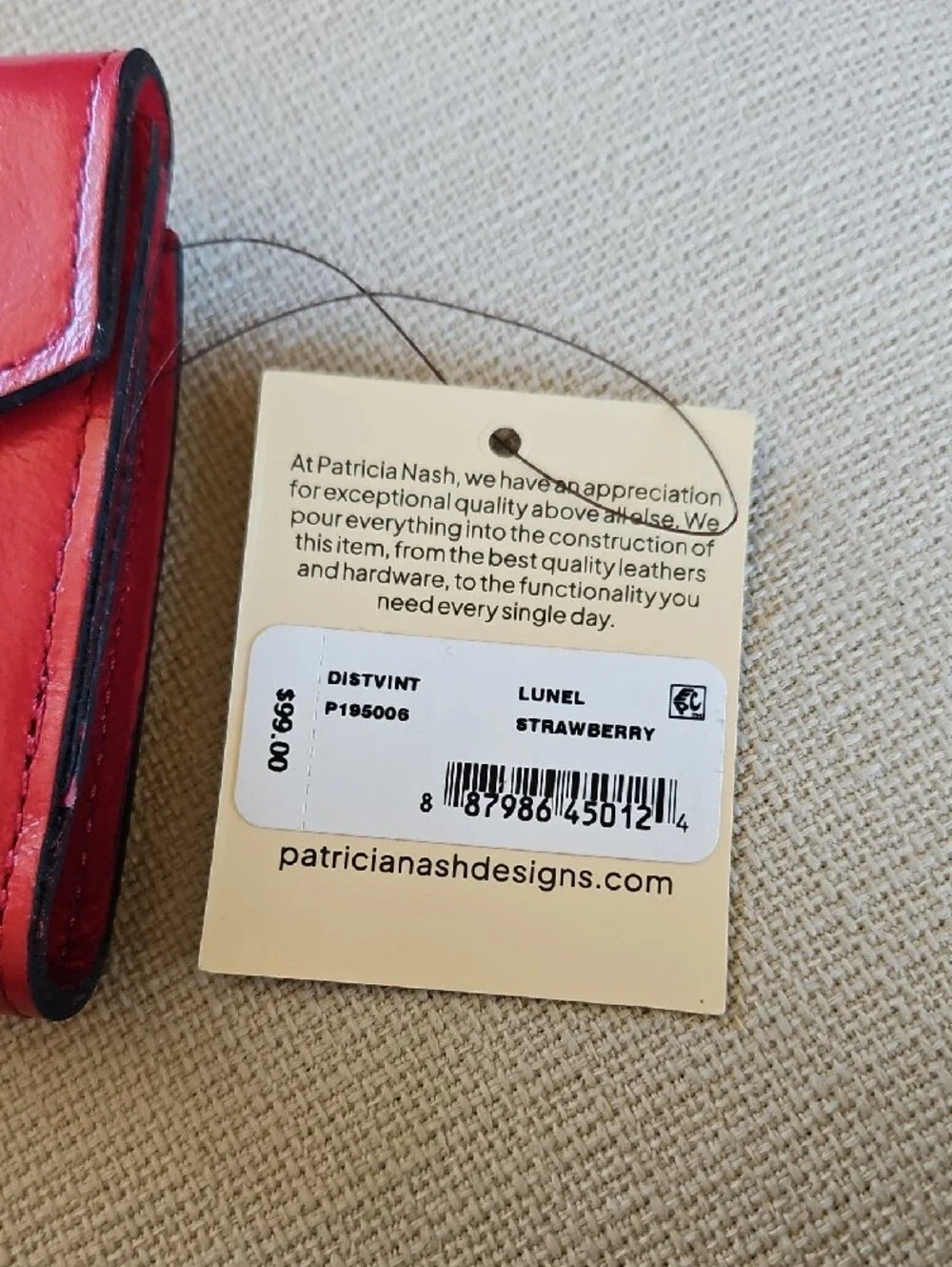 Patricia Nash Strawberry Pink Leather Wallet with Gold Metal Accented Closure.